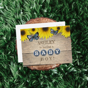 Invitation Baby shower de tournesol rustique   Gar