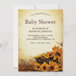 Invitation Baby shower de tournesols floraux Vintages