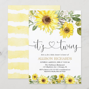 Invitation Baby shower de tournesols jaunes neutres pour les 