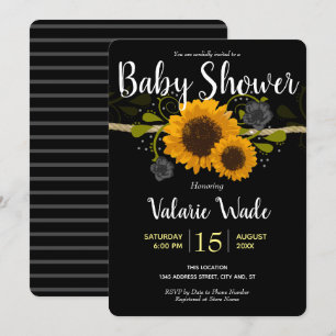 Invitation Baby shower de tournesols rustiques
