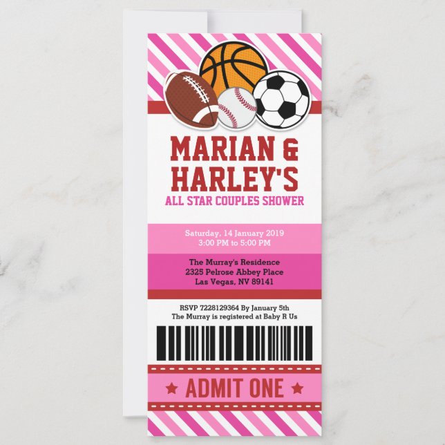 Invitation Baby shower de tous les couples sportif (Devant)