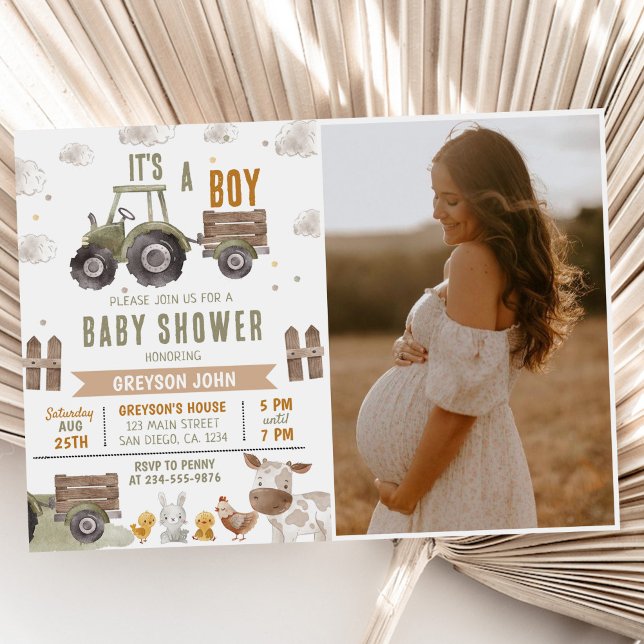 Invitation Baby shower de tracteur de ferme photo (Créateur téléchargé)
