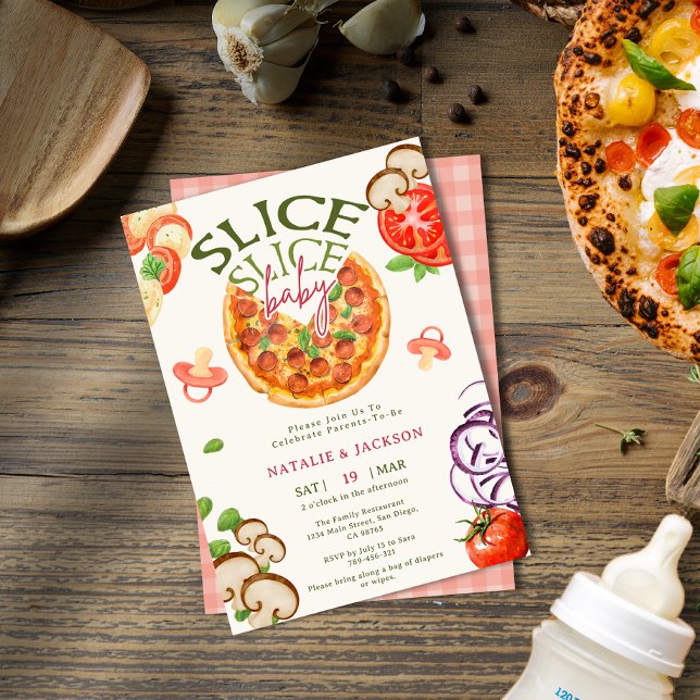 Invitation Baby shower de tranche de couche de pizza décontra (Playful Pizza Diaper Slice Slice Baby Shower Invitation)