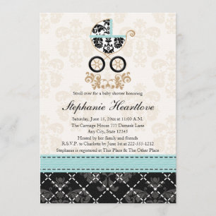Invitation Baby shower de transport pour bébés Bleu à l'oeuf