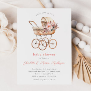 Invitation Baby shower de transport vintage pour bébés