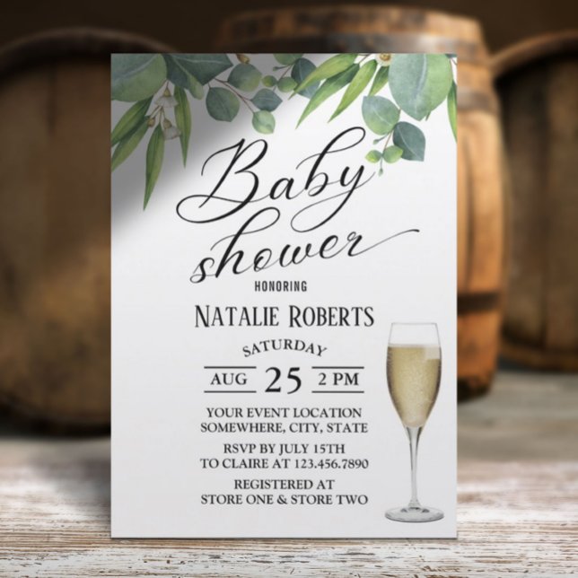 Invitation Baby shower de typographie botanique élégant (Créateur téléchargé)
