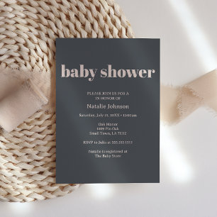 Invitation Baby shower de typographie de Boho gris rose