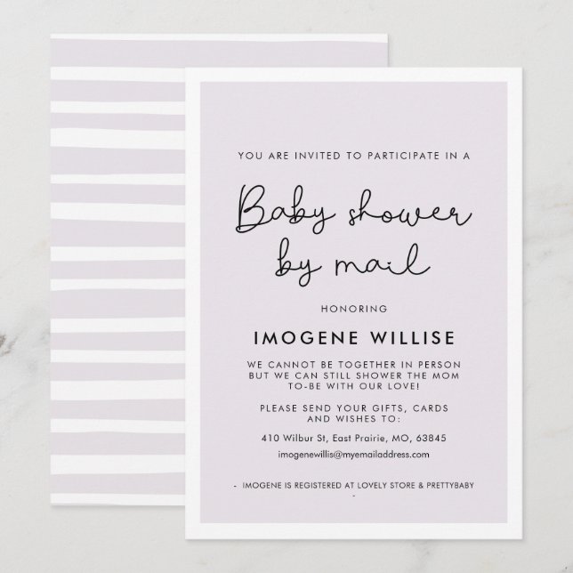 Invitation Baby shower de typographie mignonne par mail (Devant / Derrière)