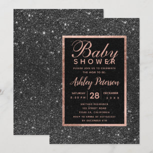 Invitation baby shower de typographie or rose de la parties s