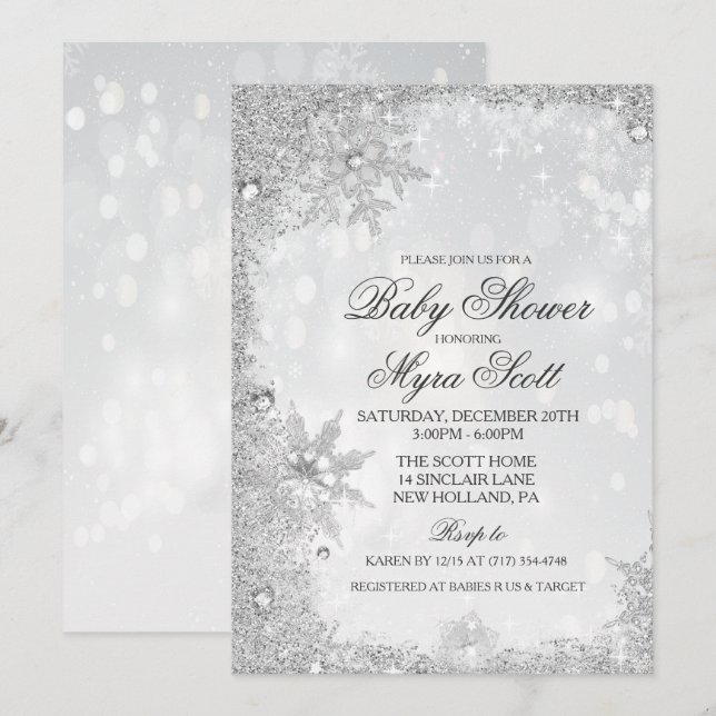 Invitation Baby shower de vacances d'hiver (Devant / Derrière)