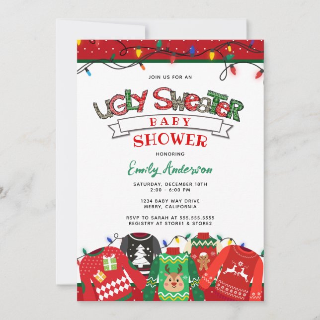 Invitation Baby shower de vacances moche (Devant)