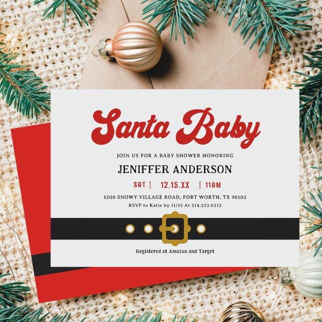 Invitation Baby shower de vacances pour bébés à Père Noël (Créateur téléchargé)