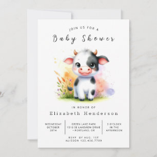 Invitation Baby shower de vache classique amusant