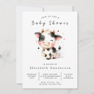 Invitation Baby shower de vache de veau de ferme enchanté