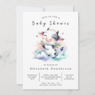Invitation Baby shower de vache de veau lunatique