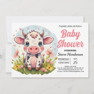 Invitation Baby shower de vache élégant Boho numérique