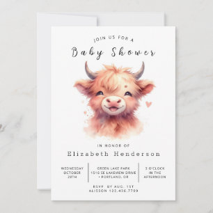 Invitation Baby shower de vache fantaisie enchantée