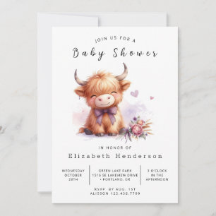 Invitation Baby shower de vache heureux pour animal numérique
