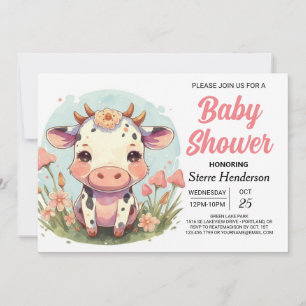 Invitation Baby shower de vache personnalisé de Baron Boho