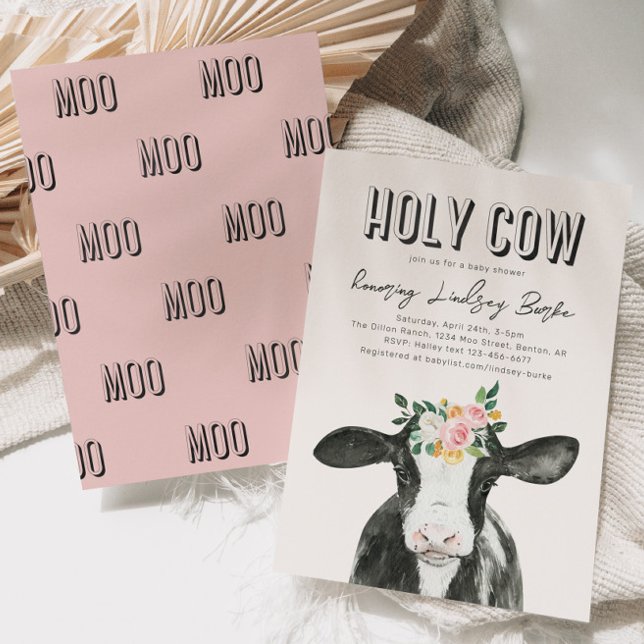 Invitation Baby shower de vache rose | Vache d'aqu (Créateur téléchargé)