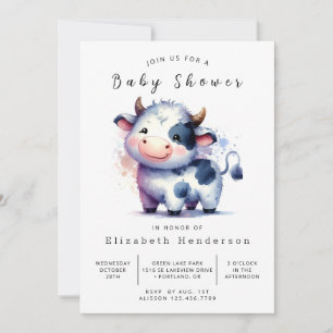 Invitation Baby shower de vache rustique animal personnalisé