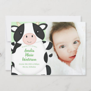 Invitation Baby shower de vache vert