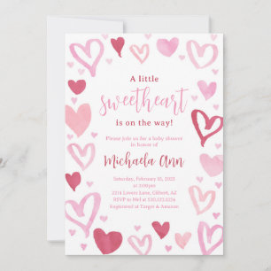 Invitation Baby shower de Valentines amoureuses