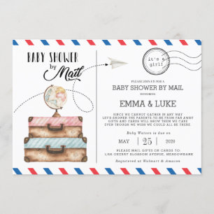 Invitation Baby shower de valise vintage par distance de cour