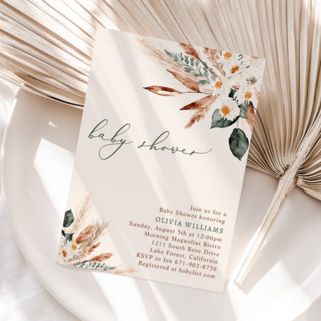 Invitation Baby shower de végétation fleurie séchée de Bohême (Créateur téléchargé)
