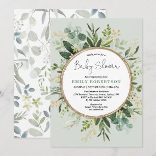 Invitation Baby shower de verdure botanique vert doux