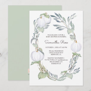 Invitation Baby shower de verdure CITROUILLE BLANC automne