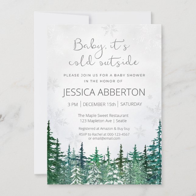 Invitation Baby shower de verdure de Noël (Devant)