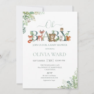 Invitation Baby shower de verdure des bois