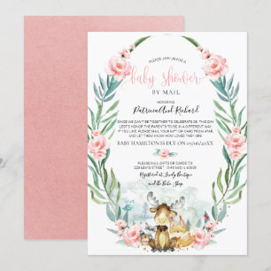 Invitation Baby Shower de verdure florale boisée par la poste