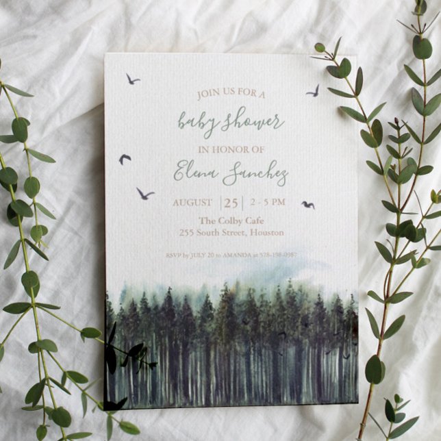 Invitation Baby shower de verdure forestière (Créateur téléchargé)
