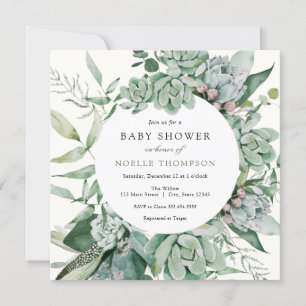 Invitation Baby shower de verdure Succulent et Eucalyptus
