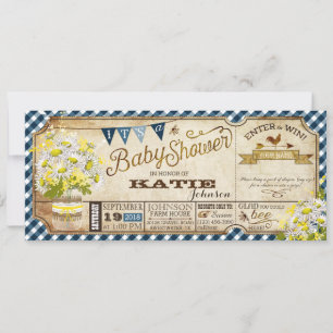 Invitation Baby shower de vérification En vichy Daisy Picnic 