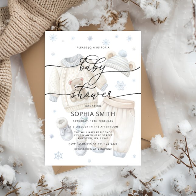 Invitation Baby shower de vêtements d'hiver pour garçon (Créateur téléchargé)