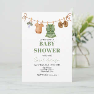 Invitation Baby shower de vêtements pour bébé écos