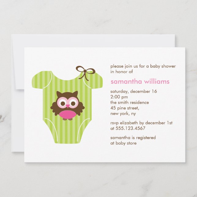 Invitation Baby shower de vêtements pour bébés doux (Devant)