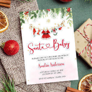 Invitation Baby shower de vêtements pour filles Père Noël Noë
