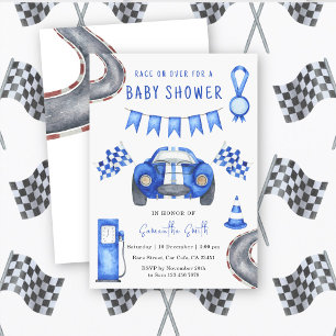 Invitation Baby shower de voiture de course aquarelle
