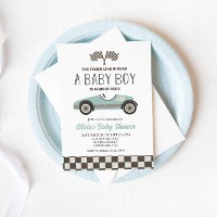 baby shower de voiture de course bleu