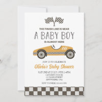Baby shower de voiture de course jaune