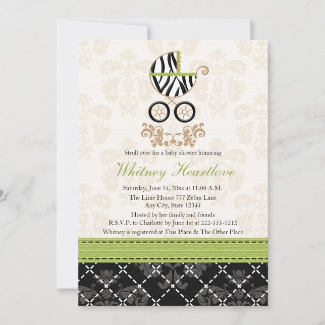 Invitation Baby shower de voiture d'enfant d'impression de (Devant)