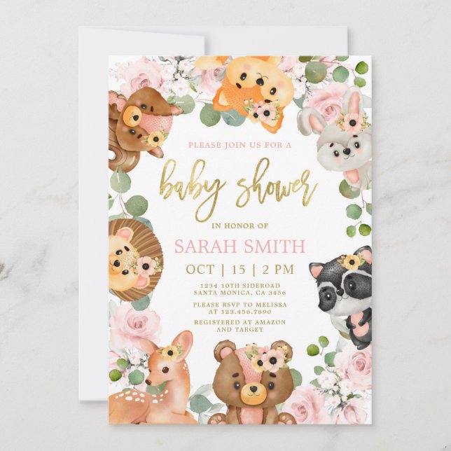Invitation Baby shower de Woodland (Devant)