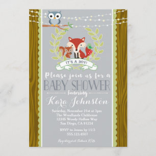 Invitation Baby shower de Woodland Fox Owl Invitat