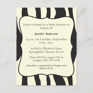Invitation Baby shower de zèbre
