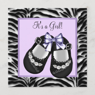 Invitation Baby shower de zèbre violet de la lavande
