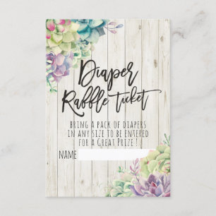 Invitation Baby shower Déchets Raffle Billet Succulents Bois
